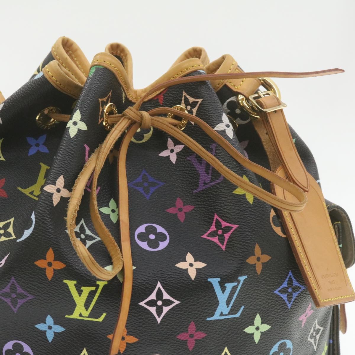 LOUIS VUITTON Monogram Multicolor Noe Shoulder Bag Black M42230 LV Auth am337bA