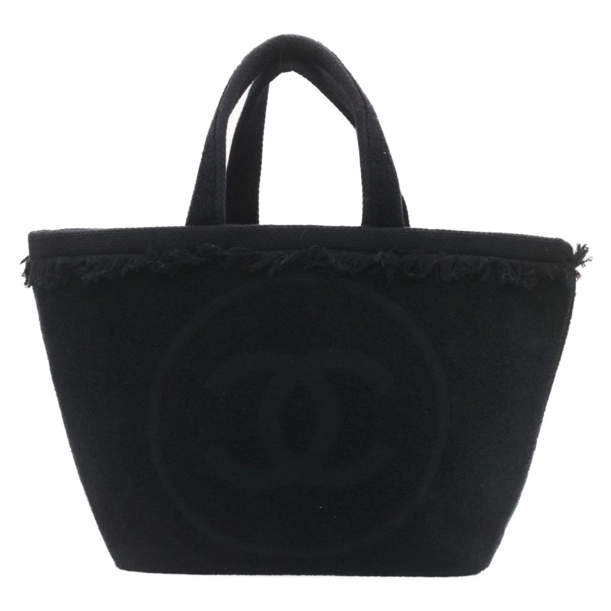 CHANEL Tote Bag pile Black CC Auth am408bA