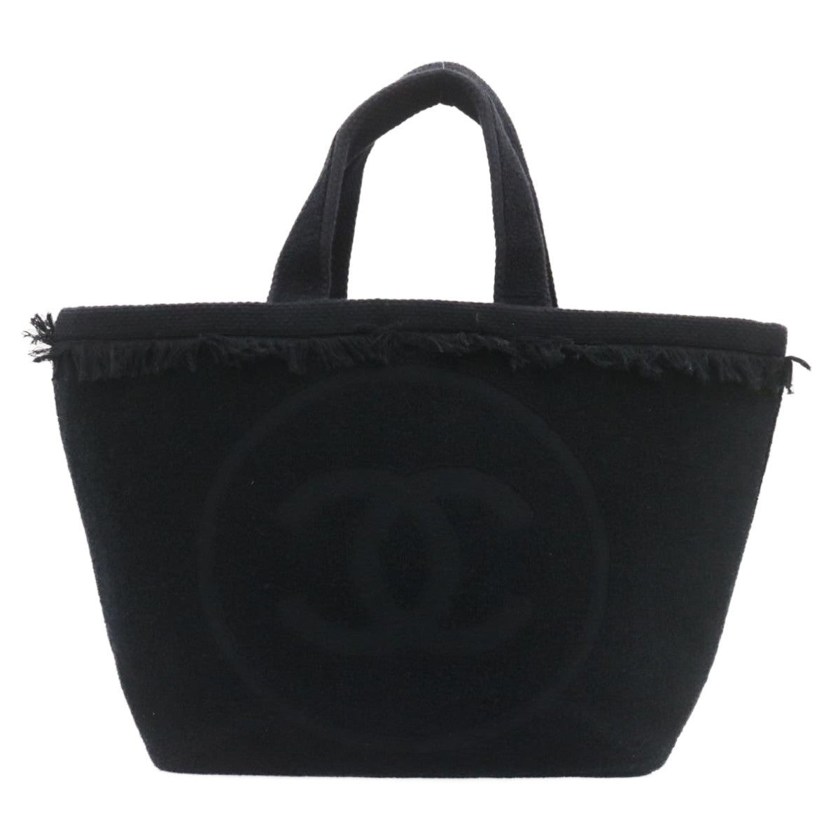 CHANEL Tote Bag pile Black CC Auth am408bA - 0