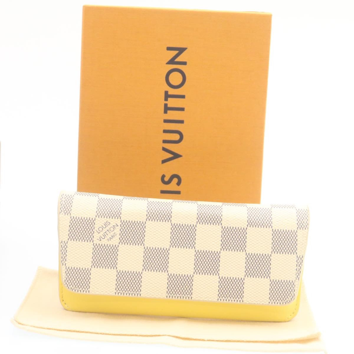 LOUIS VUITTON Damier Azur Etui Lunette Woody Glasses Case GI0388 LV Auth am450b