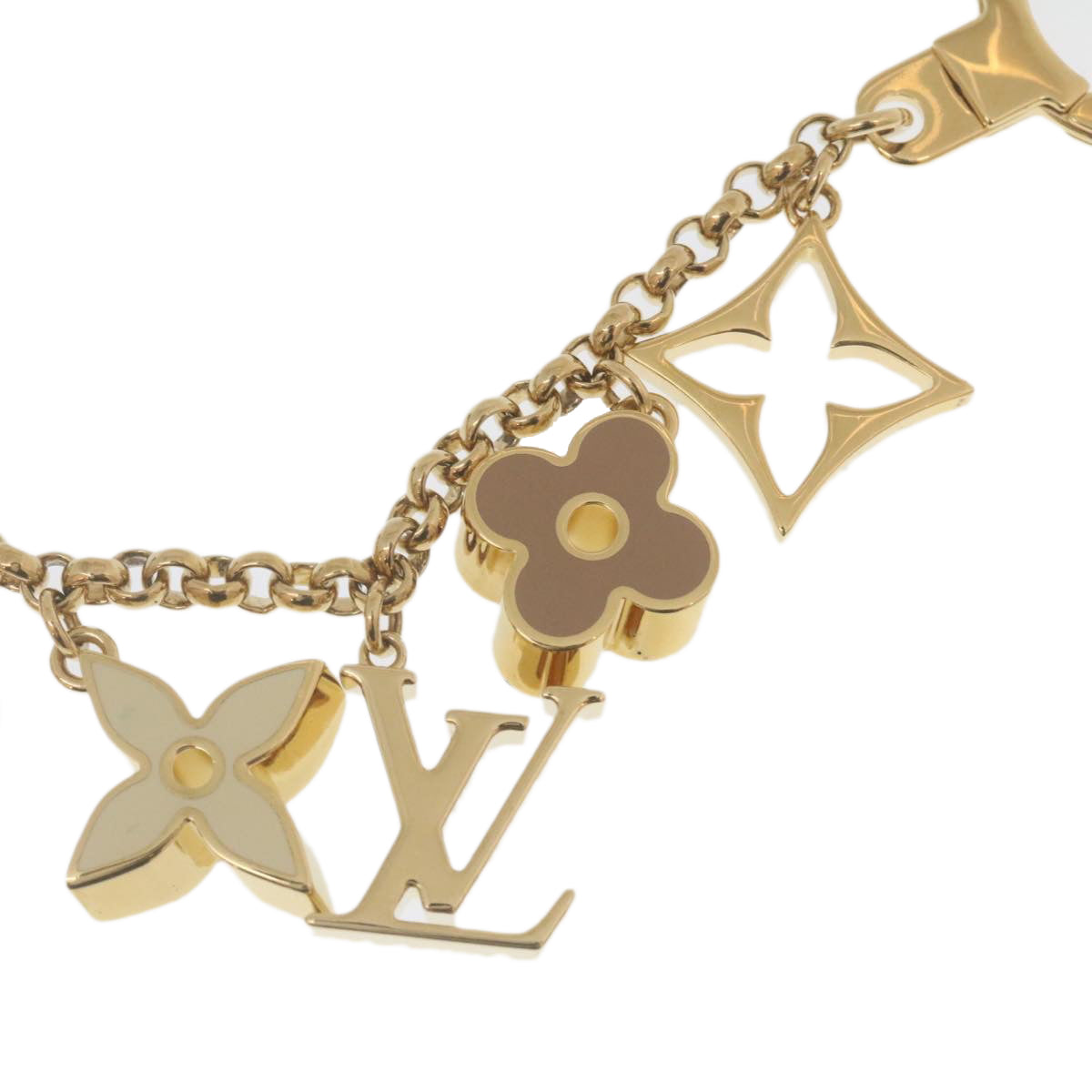 LOUIS VUITTON Chain Fleur de Monogram Charm Gold M65111 LV Auth am459b
