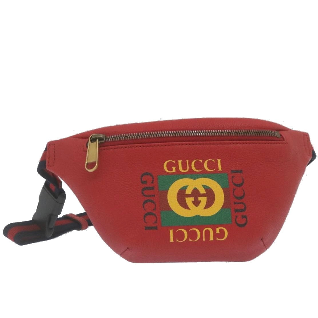 GUCCI Sherry Line Waist Bag Leather Red Auth am462b