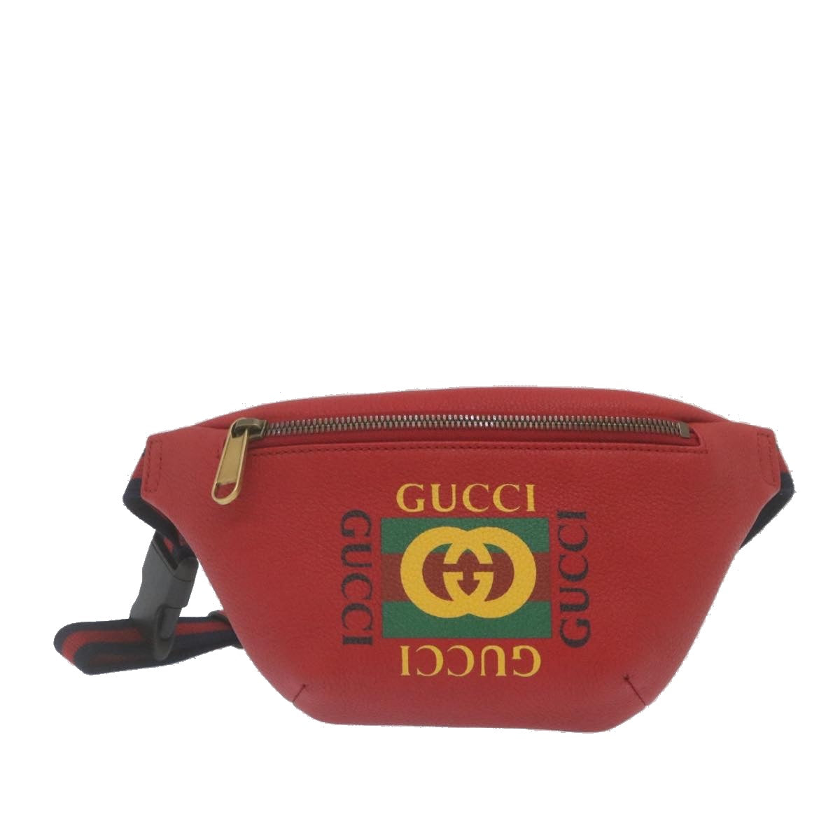 GUCCI Sherry Line Waist Bag Leather Red Auth am462b