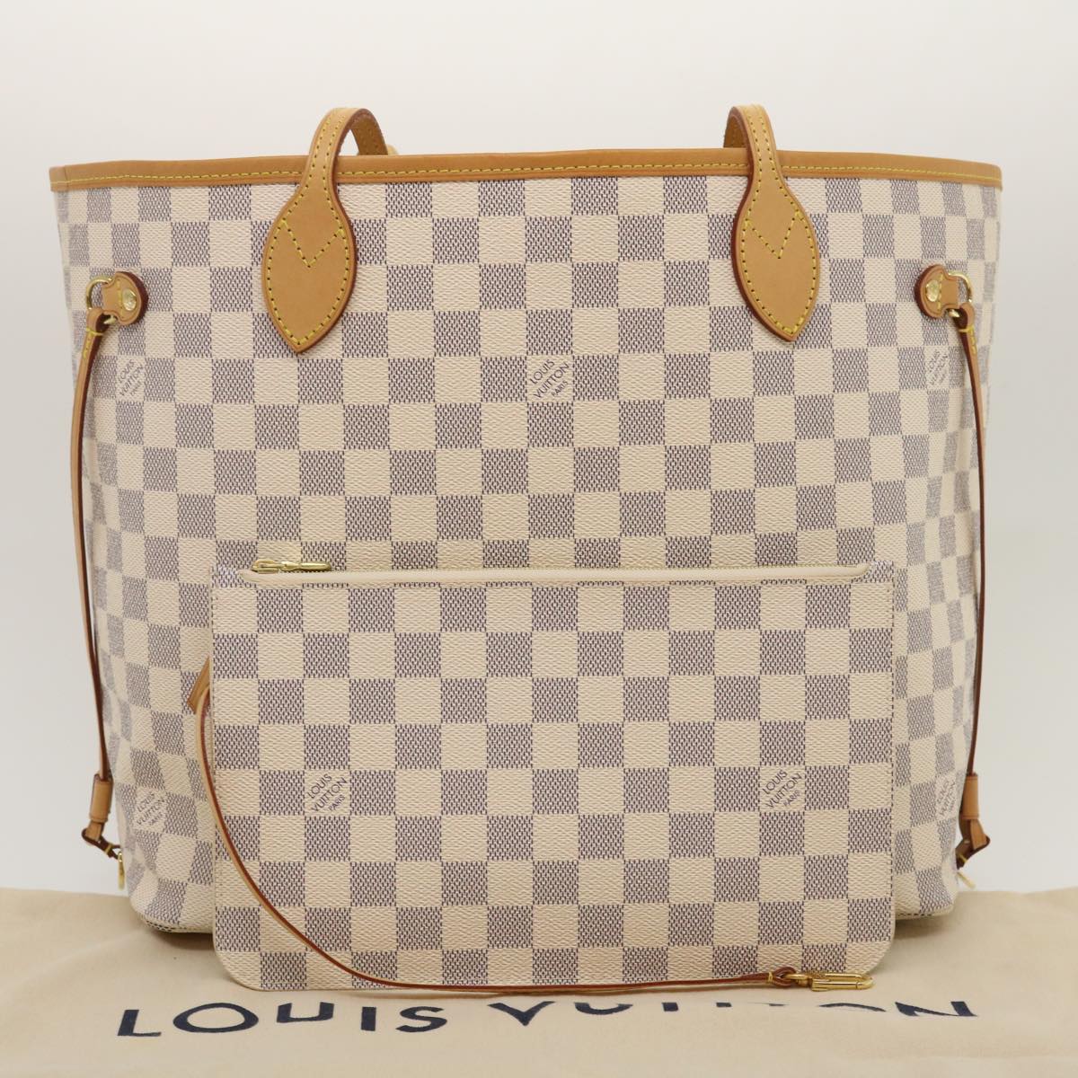 LOUIS VUITTON Damier Azur Neverfull MM Tote Bag N41605 LV Auth am472b