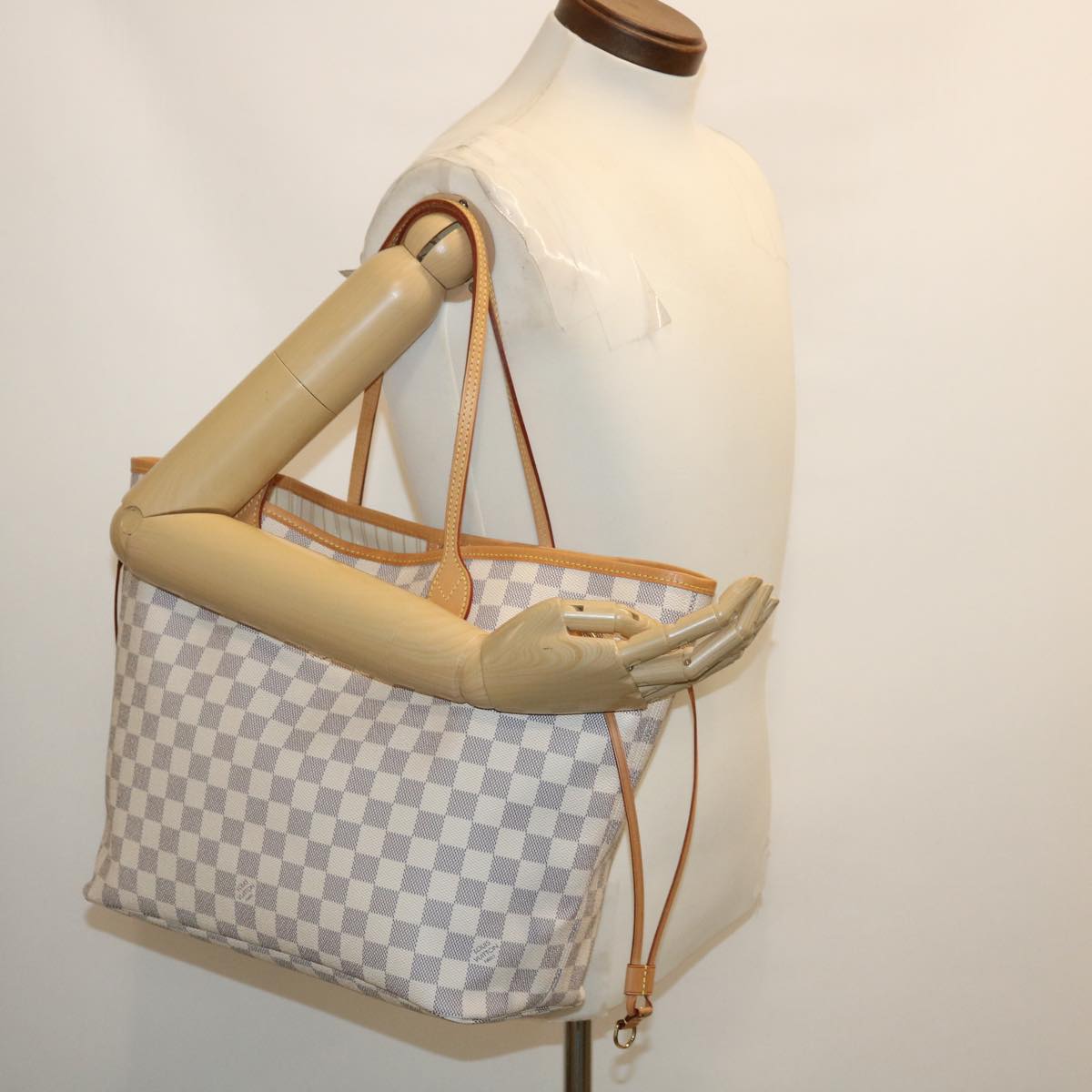 LOUIS VUITTON Damier Azur Neverfull MM Tote Bag N41605 LV Auth am472b