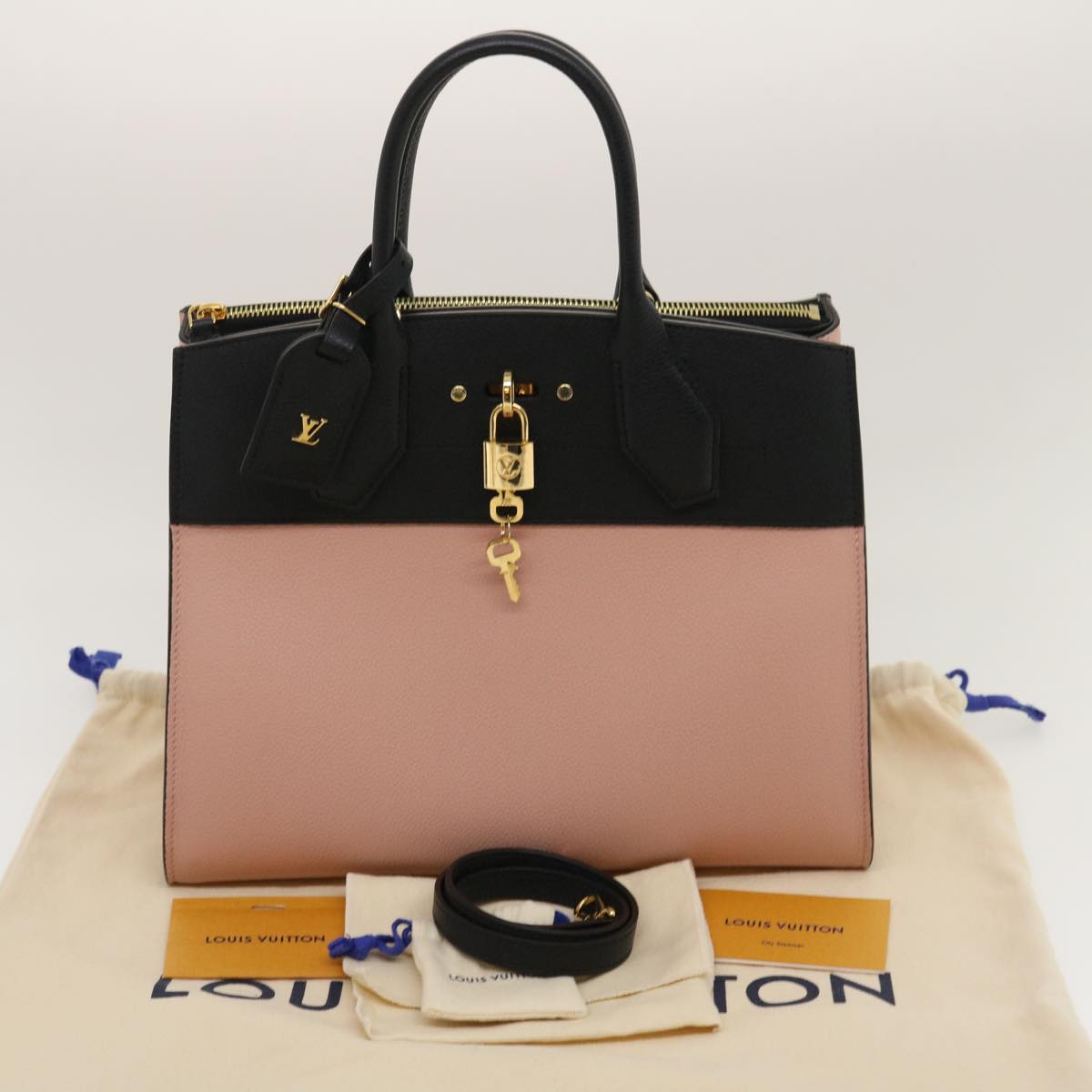 LOUIS VUITTON City Steamer MM Hand Bag Leather 2way Pink M53019 LV Auth am479b