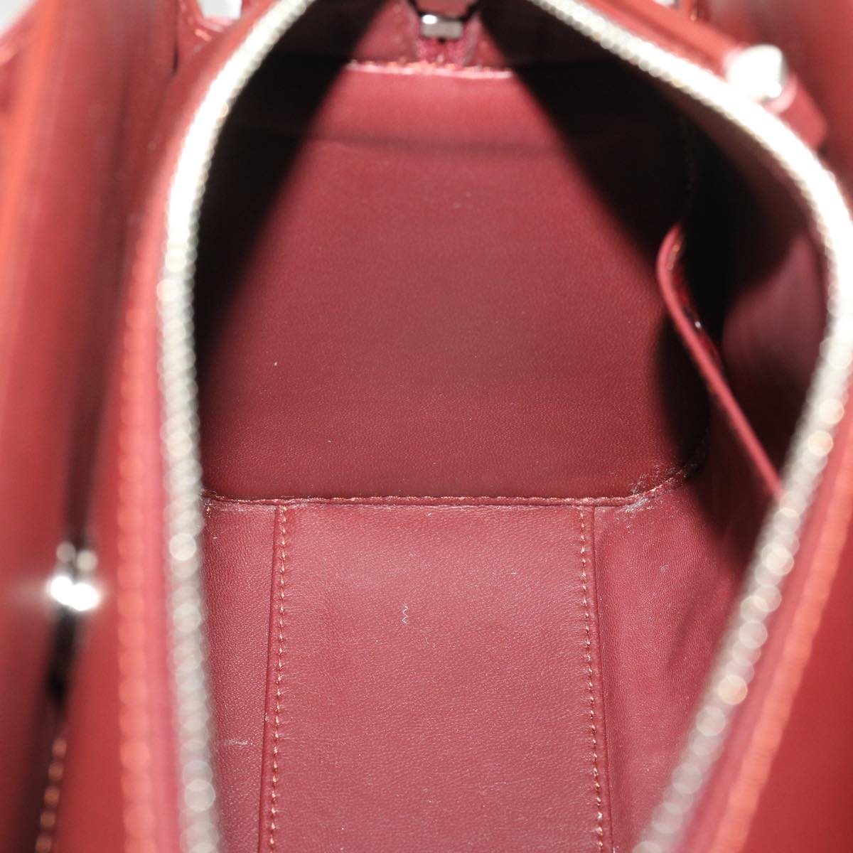 LONGCHAMP Hand Bag Leather Red Auth am480b