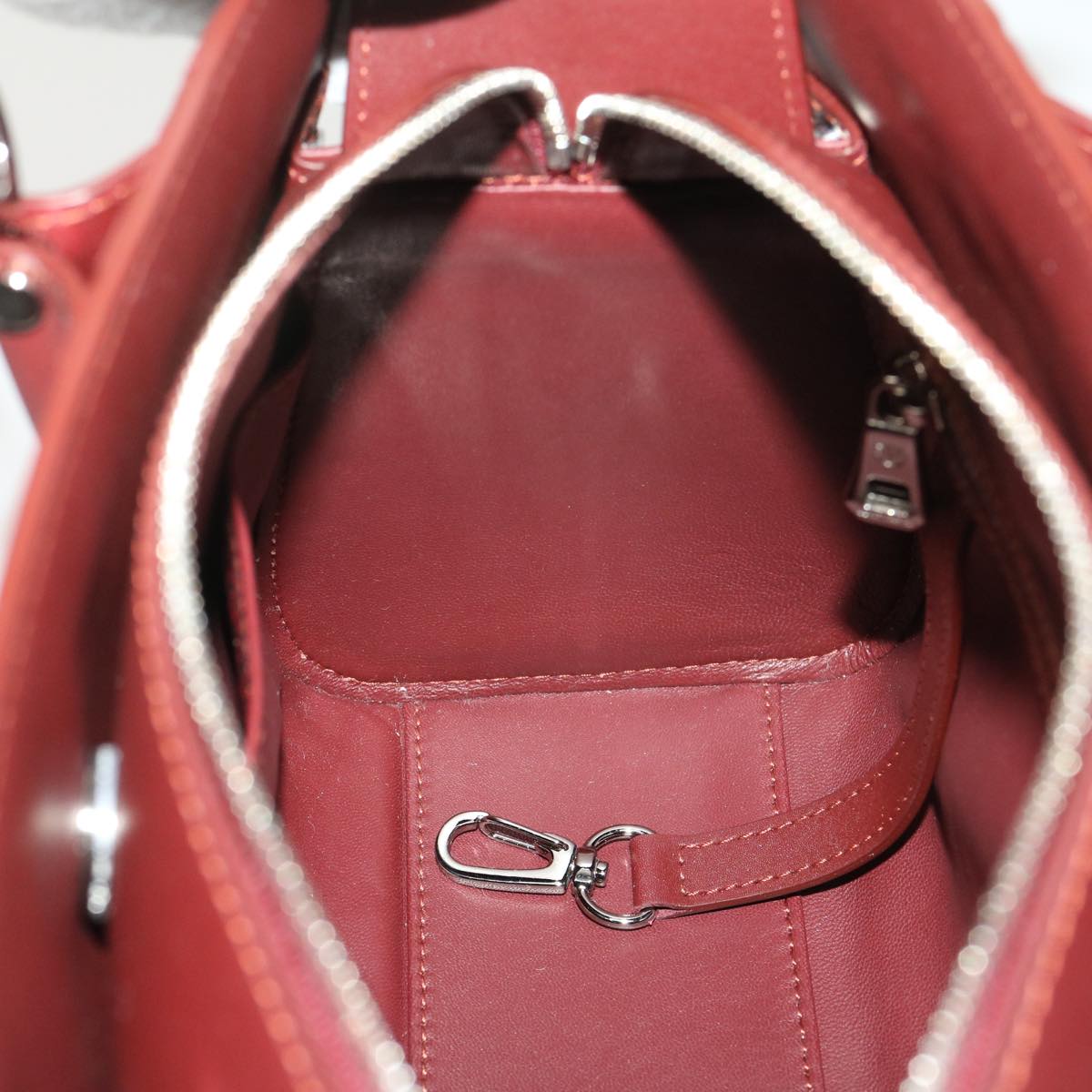 LONGCHAMP Hand Bag Leather Red Auth am480b