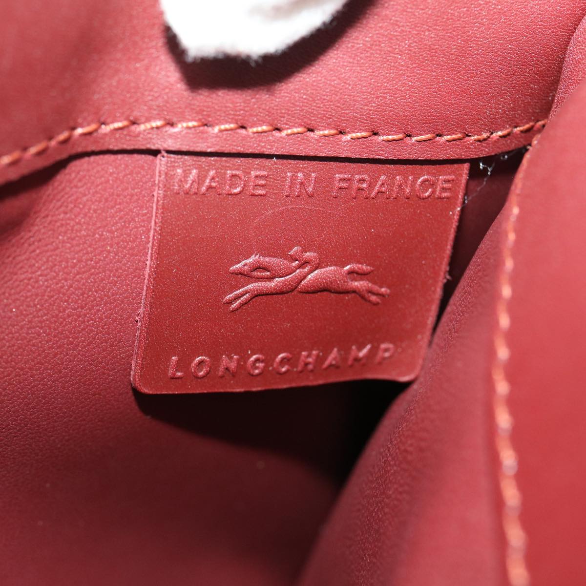 LONGCHAMP Hand Bag Leather Red Auth am480b