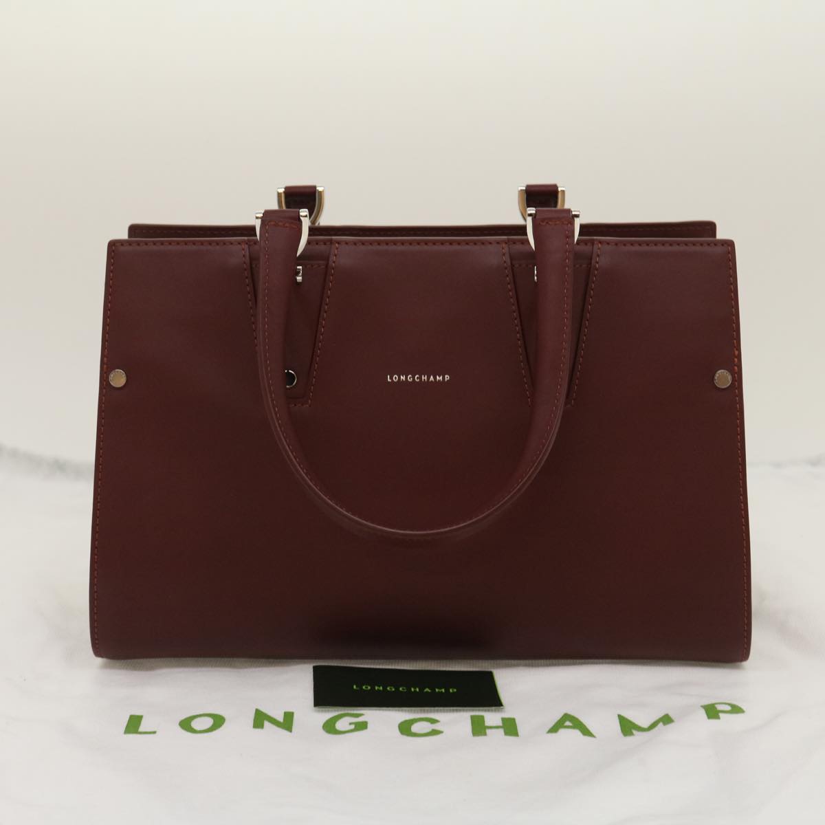 LONGCHAMP Hand Bag Leather Red Auth am480b