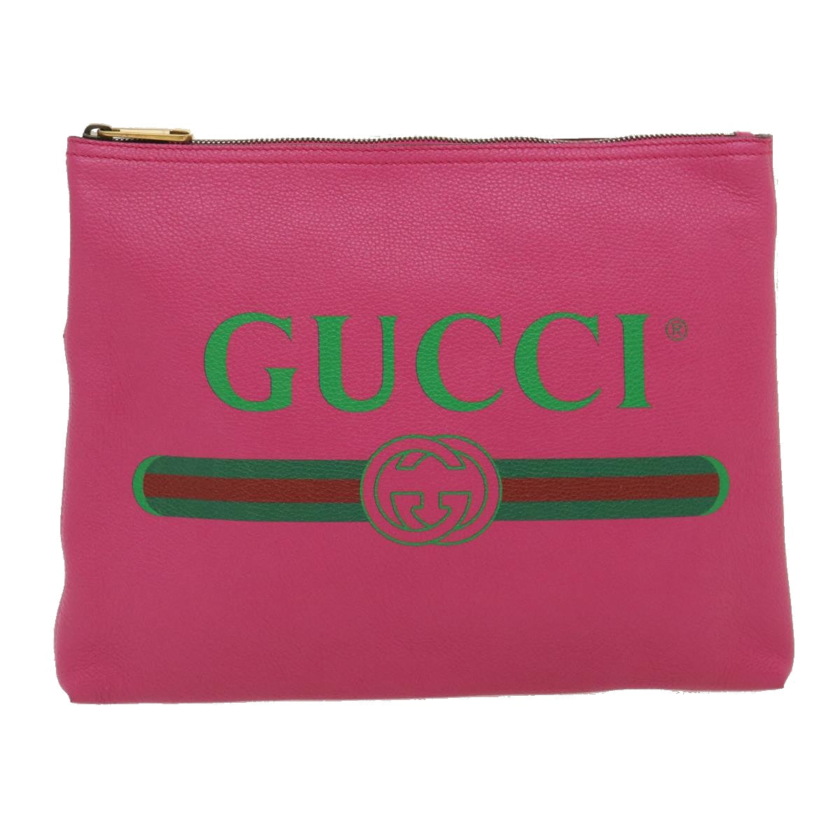 GUCCI Web Sherry Line Soho Clutch Bag Leather Pink Auth am481b