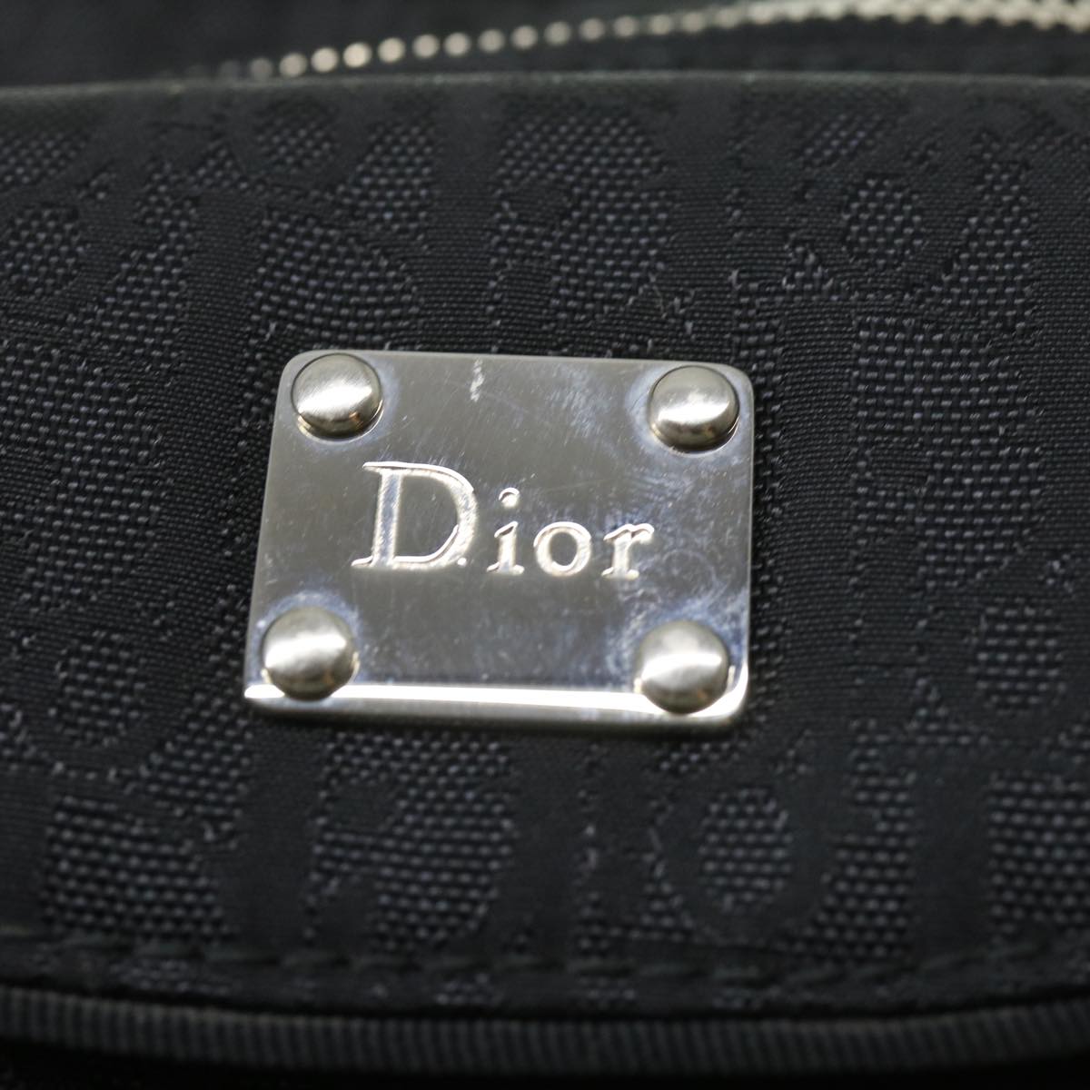 Christian Dior Trotter Canvas Waist Bag Black Auth am488bA