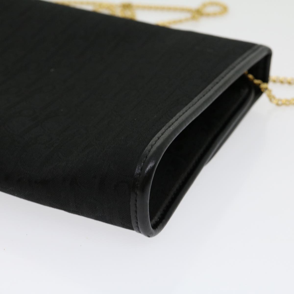 Christian Dior Trotter Canvas Chain Shoulder Bag Black Auth am491b