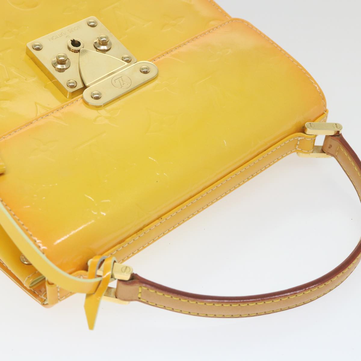 LOUIS VUITTON Monogram Vernis Spring Street Hand Bag Yellow M91068 Auth bs10014