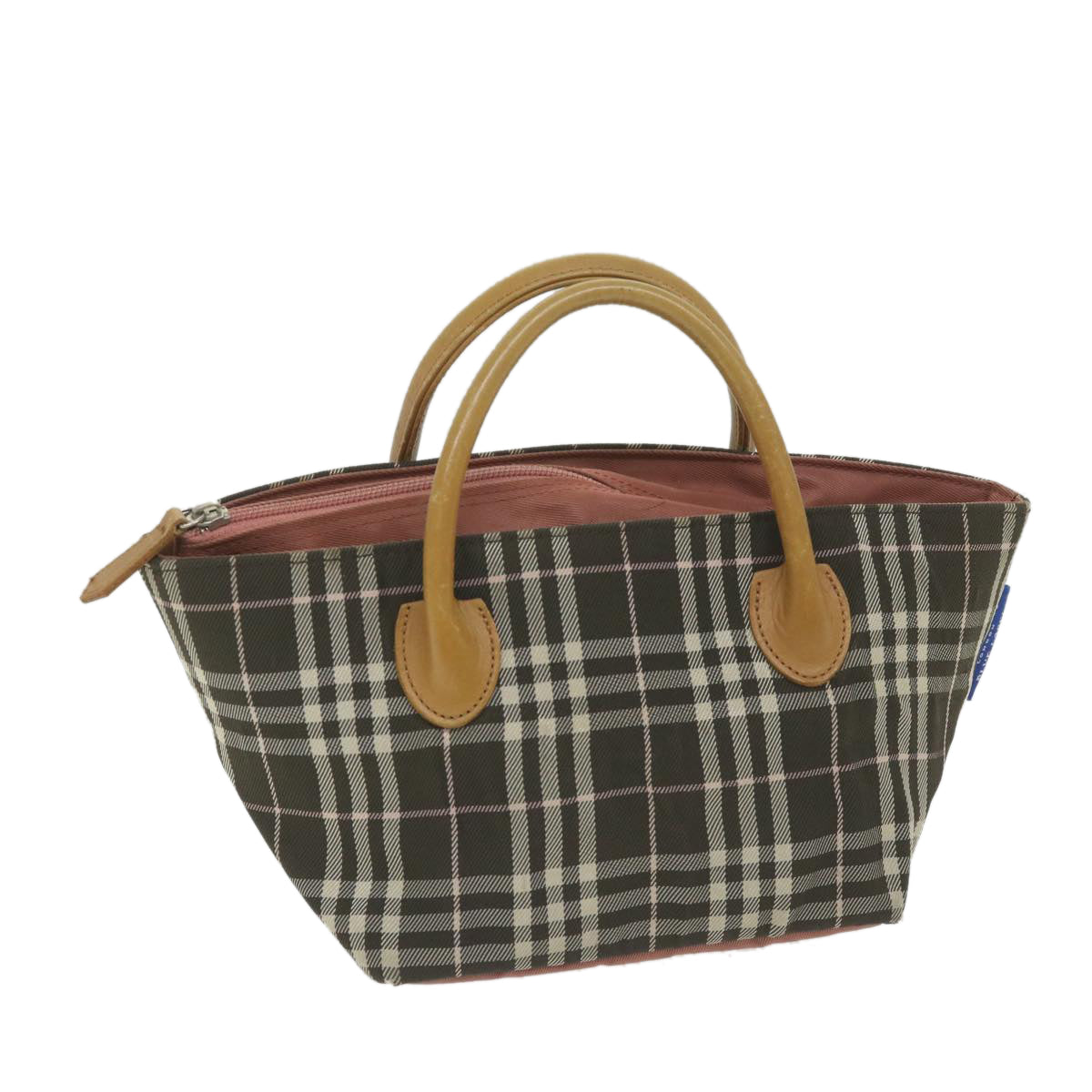 BURBERRY Nova Check Hand Bag Nylon Brown Auth bs10032