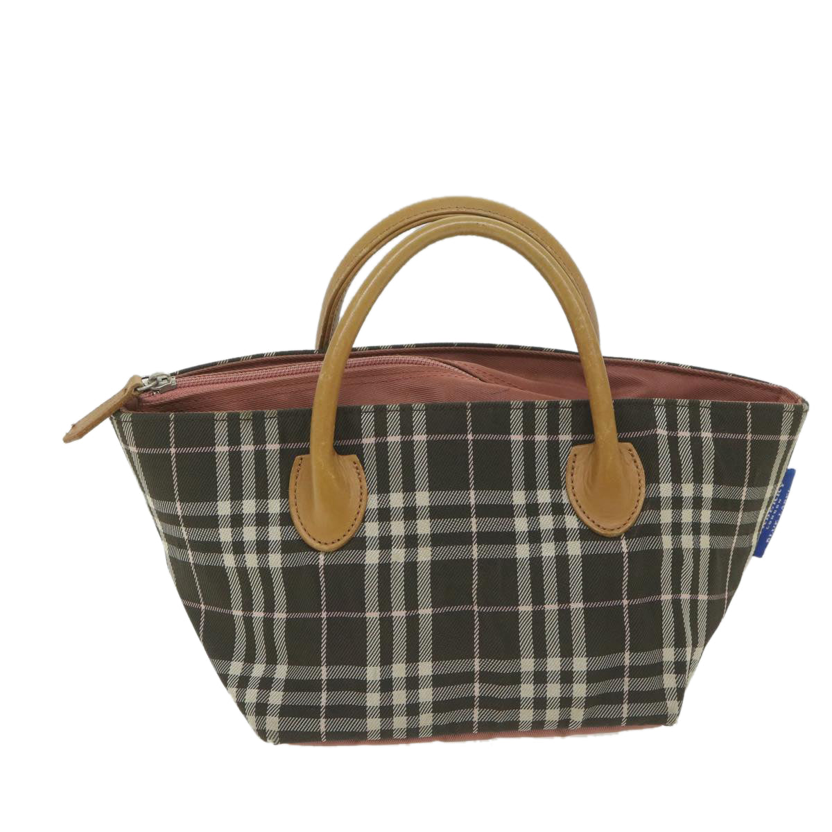 BURBERRY Nova Check Hand Bag Nylon Brown Auth bs10032