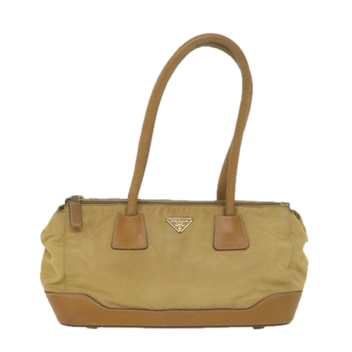 PRADA Shoulder Bag Nylon Beige Auth bs10033