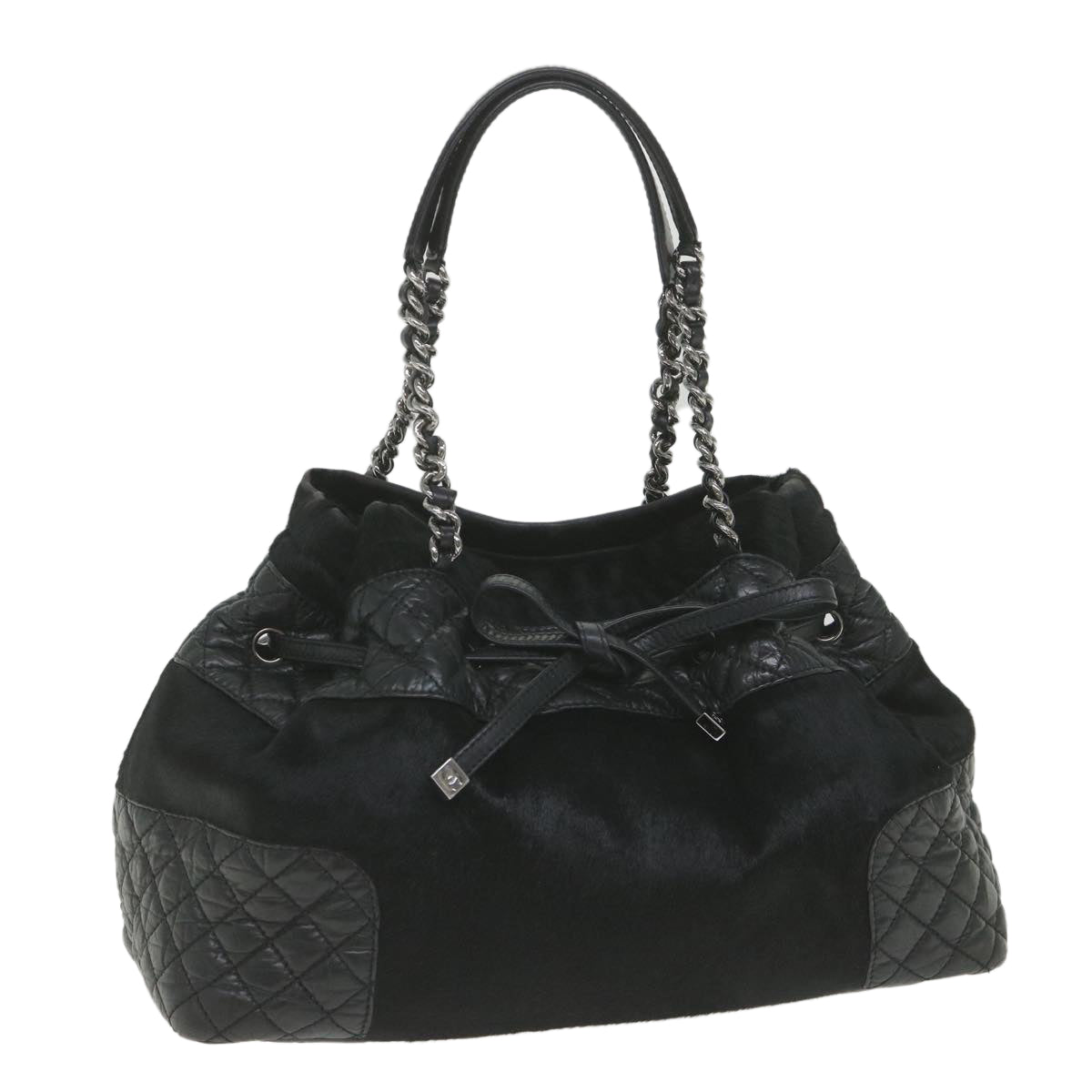 CHANEL Chain Shoulder Bag Harako leather Black CC Auth bs10036