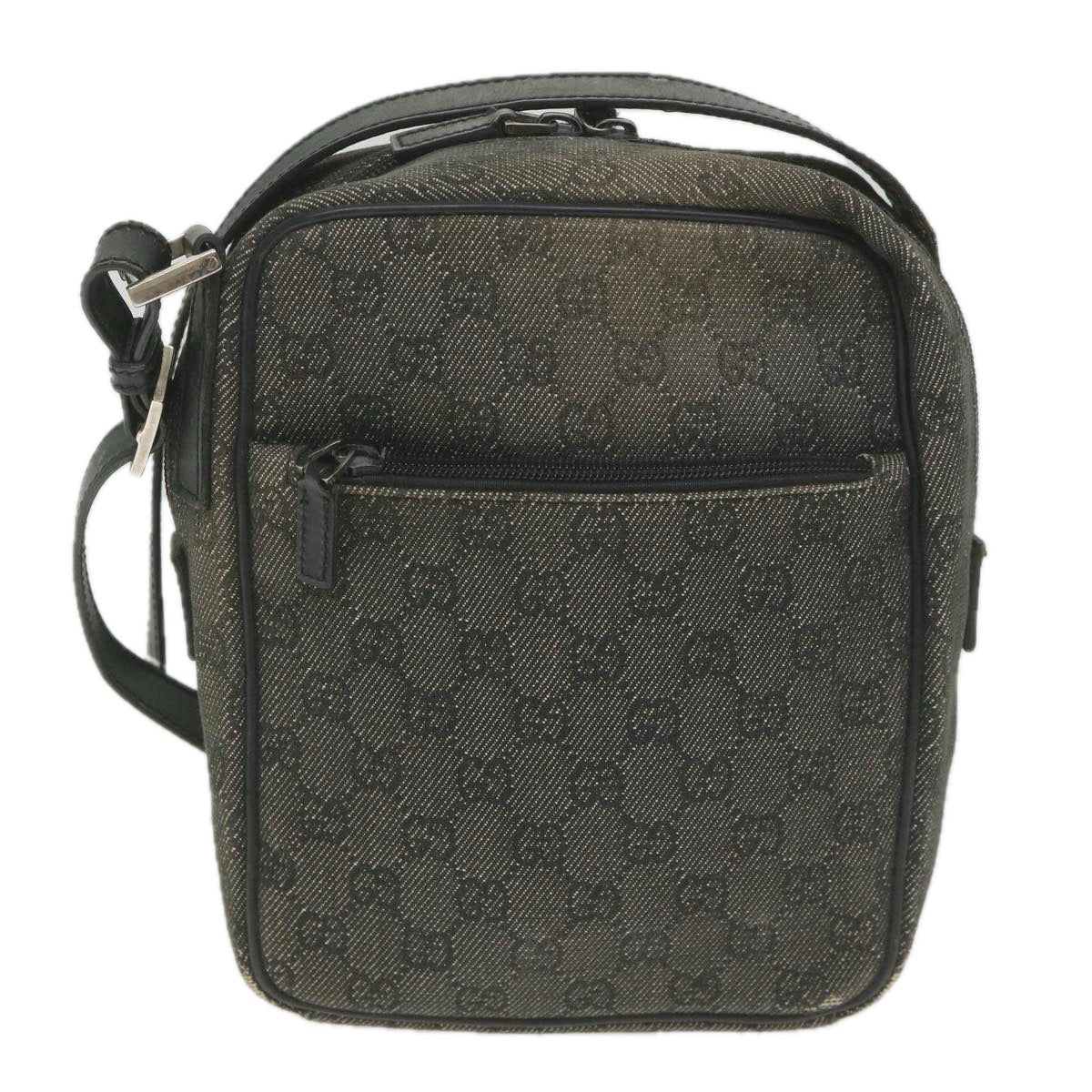 GUCCI GG Canvas Shoulder Bag Black 03136 Auth bs10038