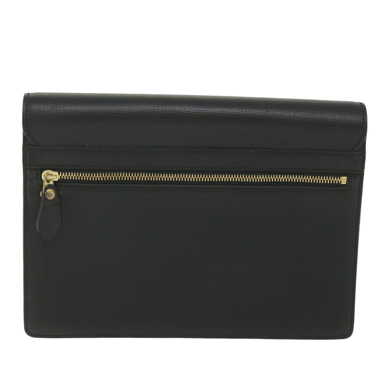Burberrys Clutch Bag Leather Black Auth bs10055 - 0