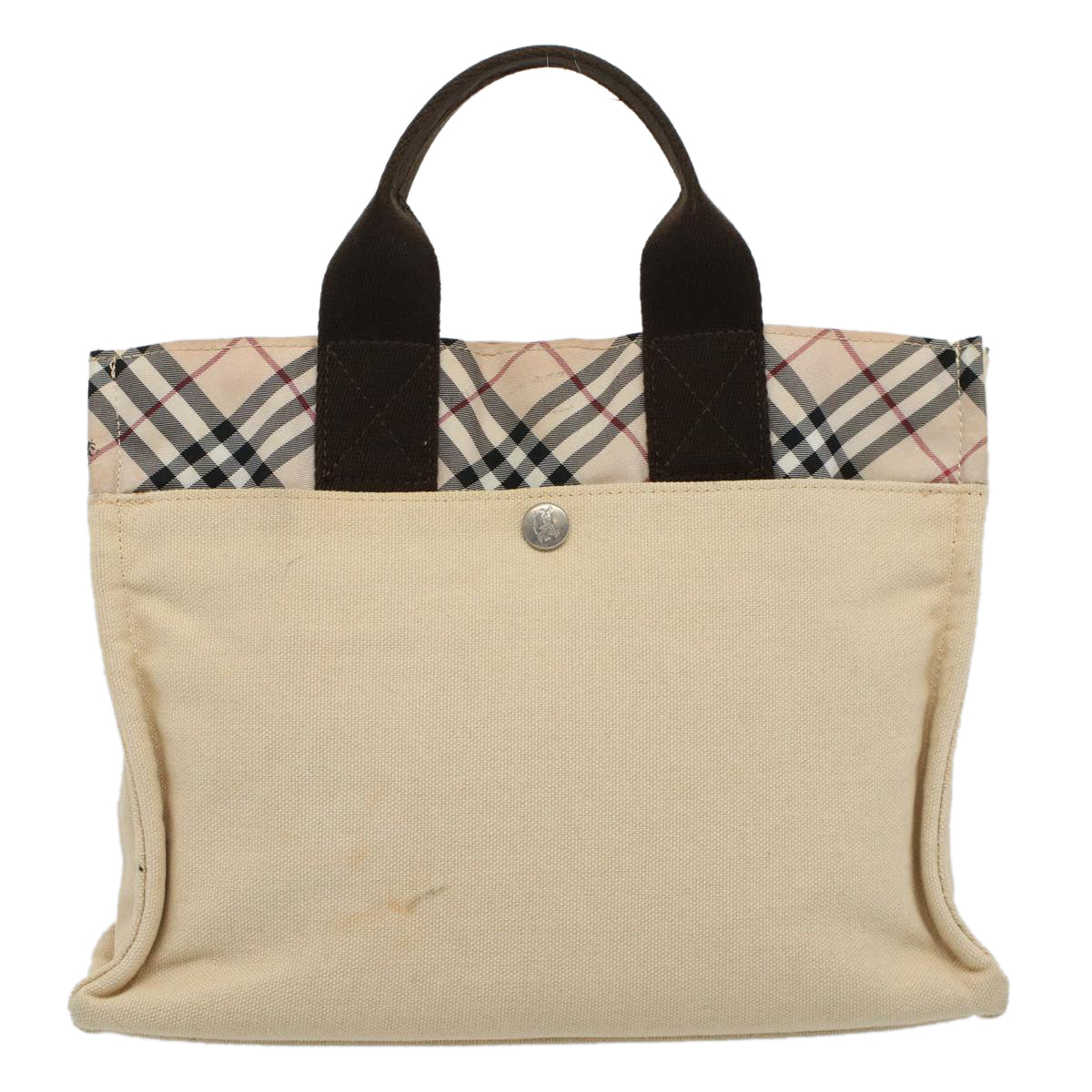 BURBERRY Nova Check Blue Label Hand Bag Canvas Beige Auth bs10057