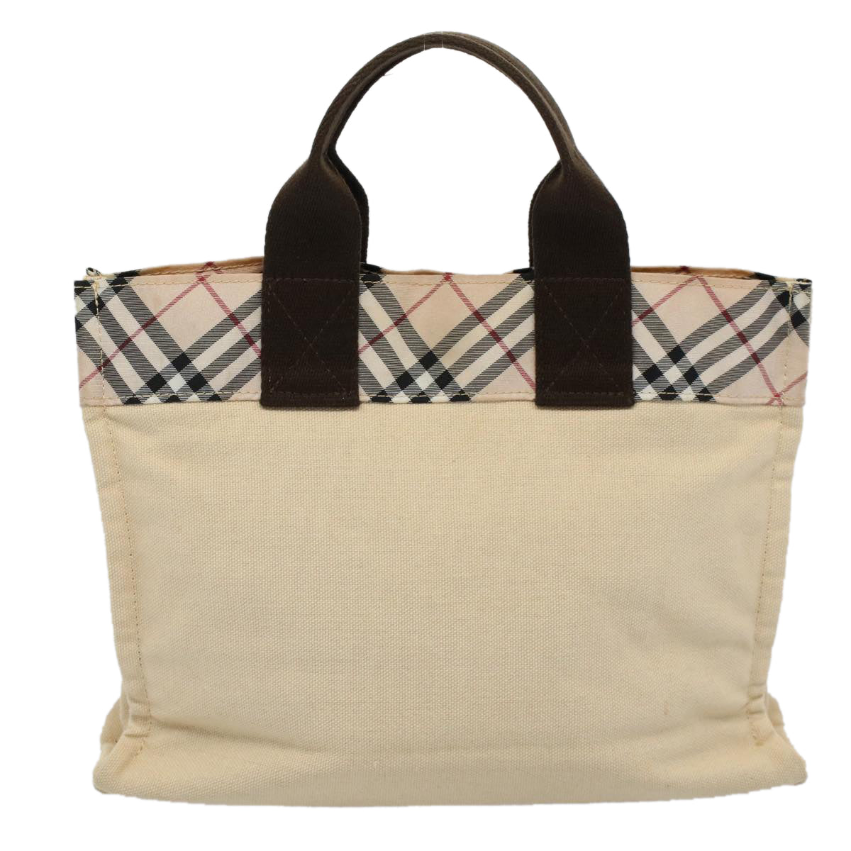 BURBERRY Nova Check Blue Label Hand Bag Canvas Beige Auth bs10057 - 0