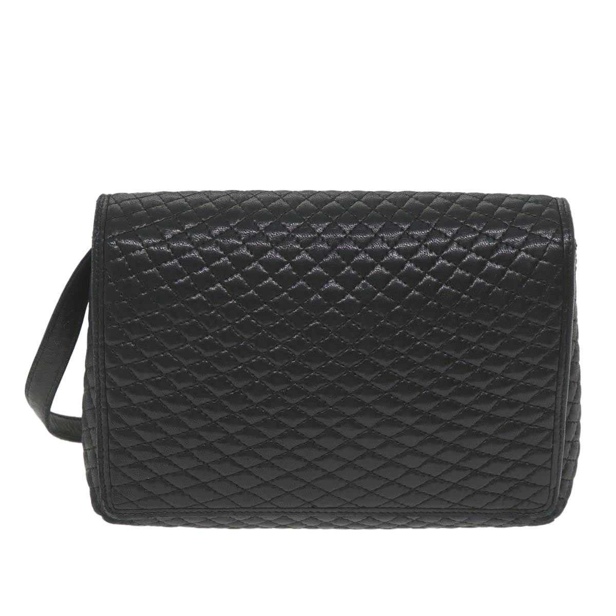 BALLY Quilted Shoulder Bag Leather Black Auth bs10058 - 0