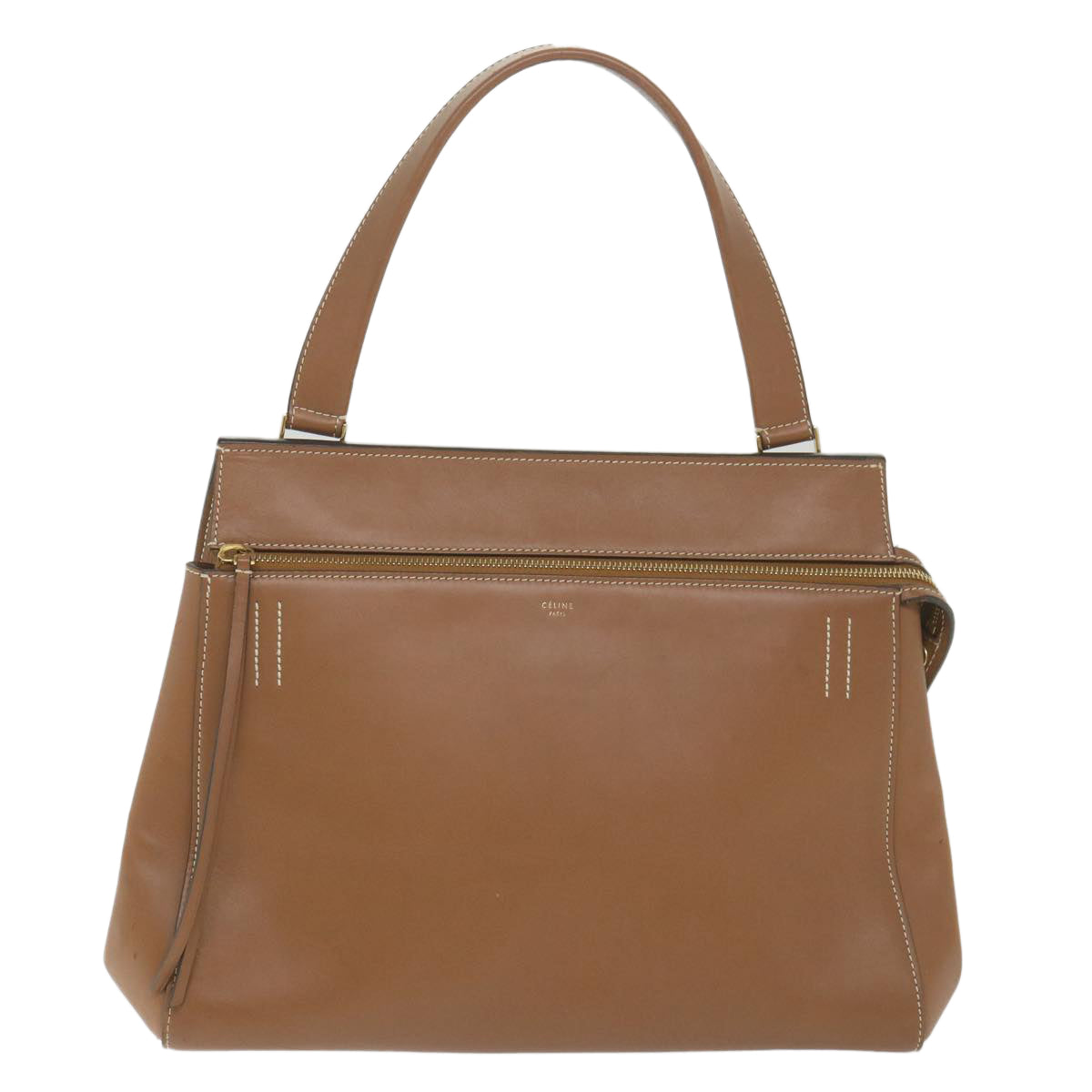CELINE Edge Hand Bag Leather Brown Auth bs10092 - 0