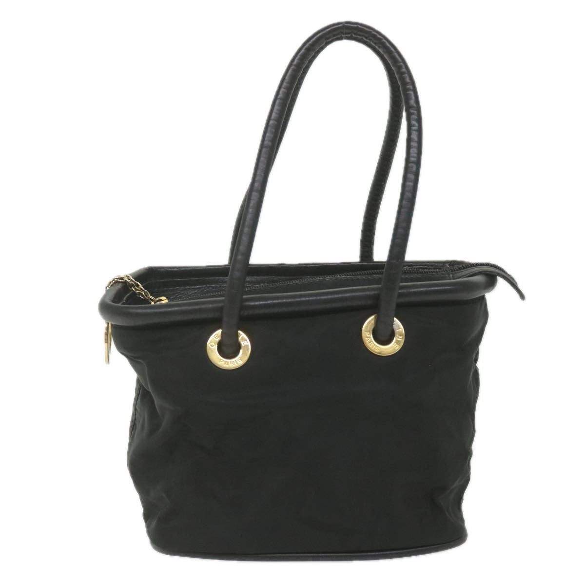 CELINE Shoulder Bag Nylon Black Auth bs10094 - 0