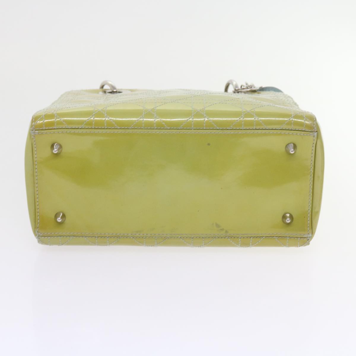 Christian Dior Canage Hand Bag Patent leather 2way Green Auth bs10107