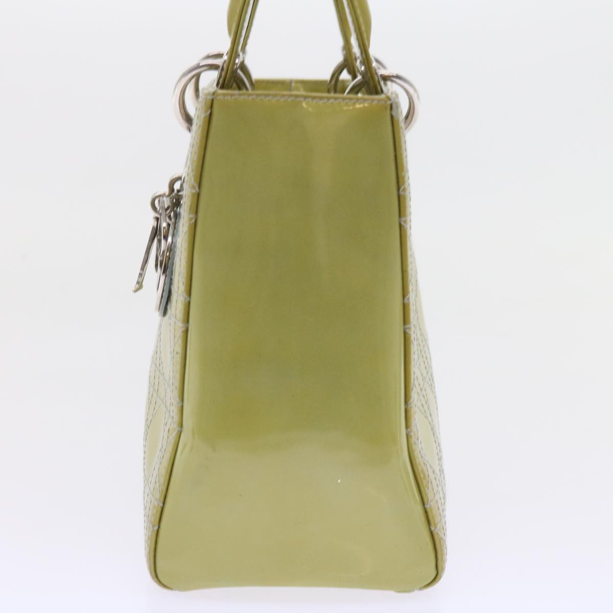 Christian Dior Canage Hand Bag Patent leather 2way Green Auth bs10107