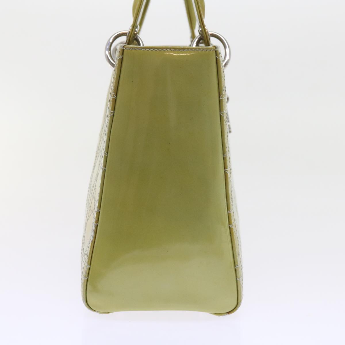 Christian Dior Canage Hand Bag Patent leather 2way Green Auth bs10107