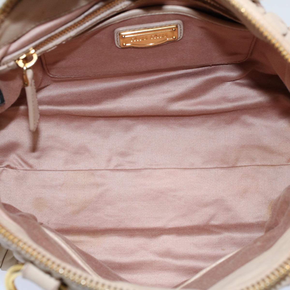 Miu Miu Materasse Hand Bag Leather Beige Auth bs10110