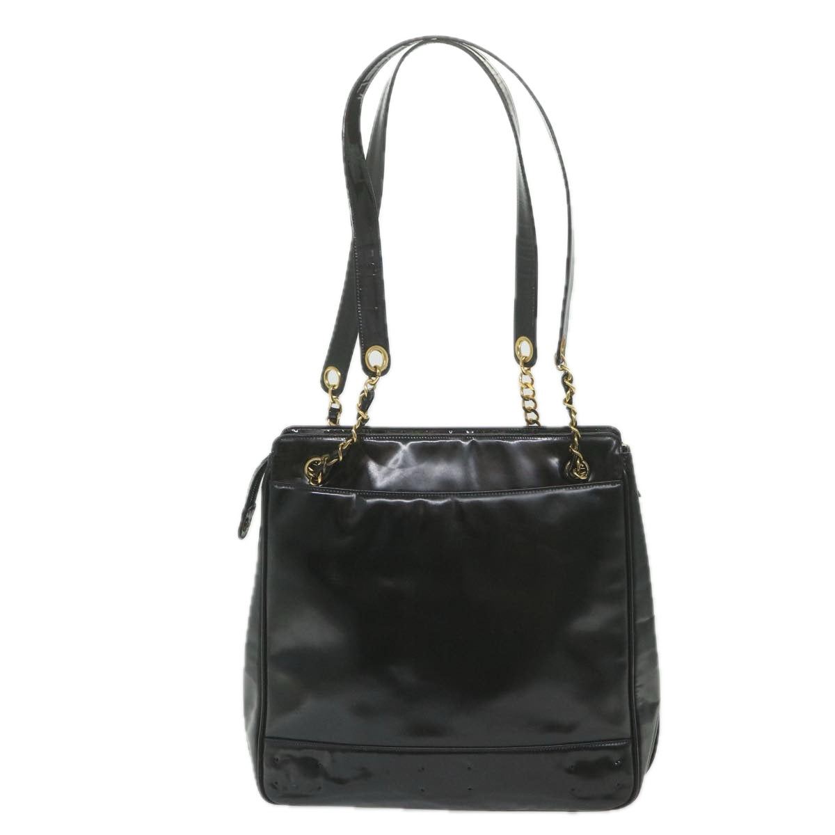 CHANEL Chain Shoulder Bag Patent leather Black CC Auth bs10115 - 0