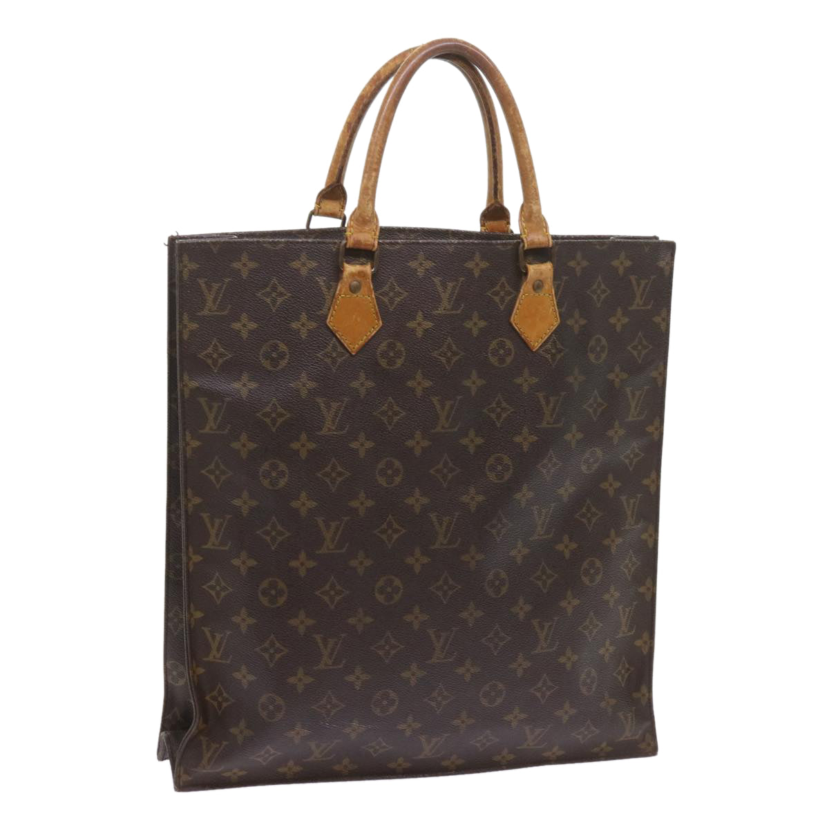 LOUIS VUITTON Monogram Sac Plat Hand Bag M51140 LV Auth bs10123