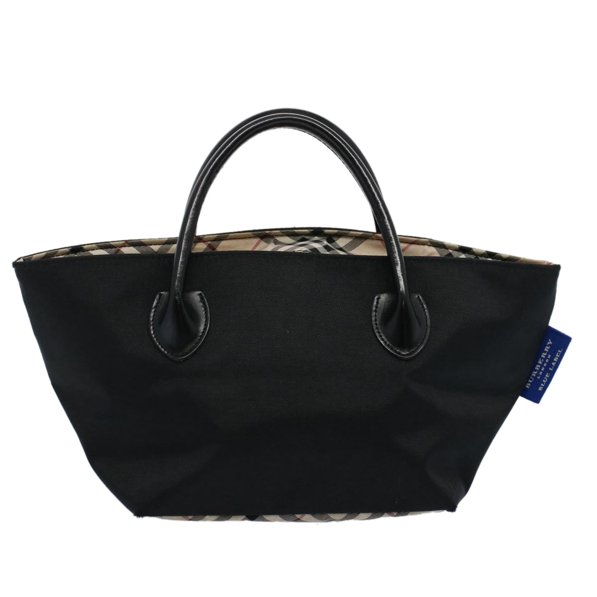 BURBERRY Blue Label Hand Bag Nylon Black Auth bs10127