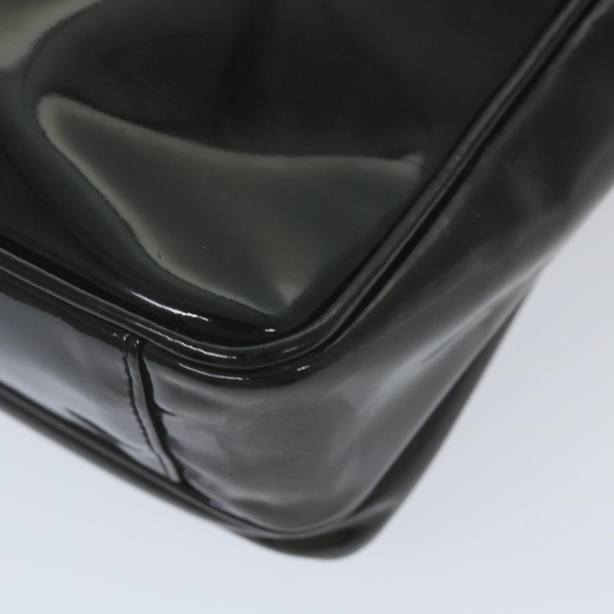 CHANEL Chain Shoulder Bag Patent leather Black CC Auth bs10157