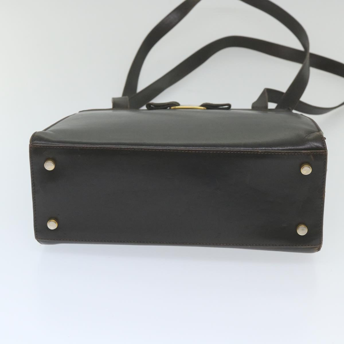 Salvatore Ferragamo Shoulder Bag Leather Black Auth bs10159