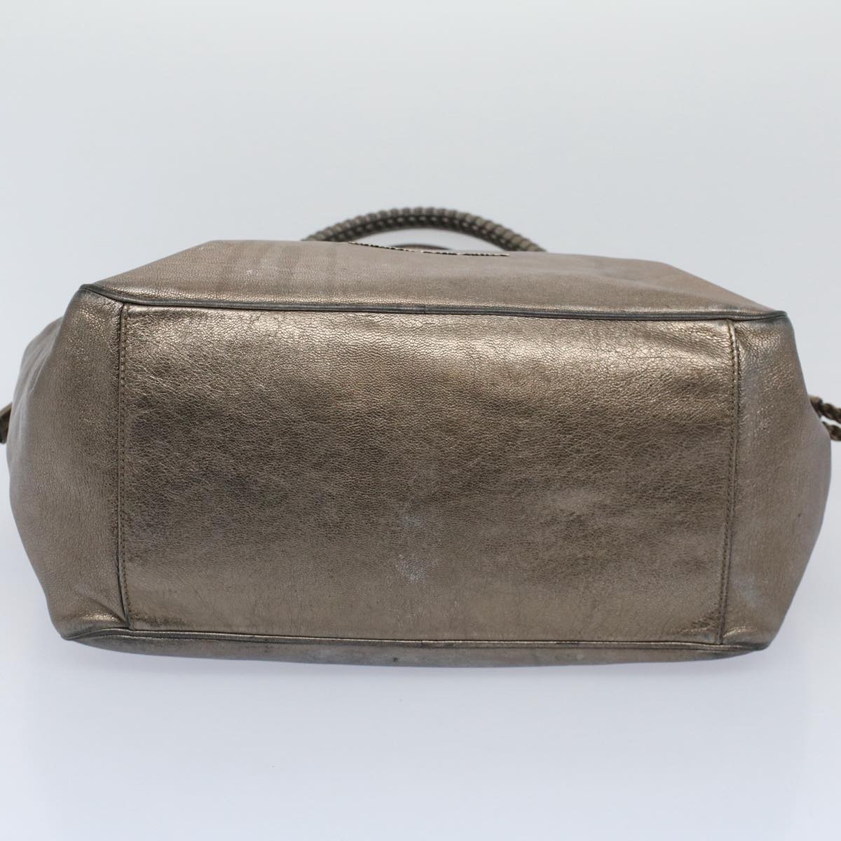 Salvatore Ferragamo Shoulder Bag Leather Silver GG-21B985 Auth bs10160