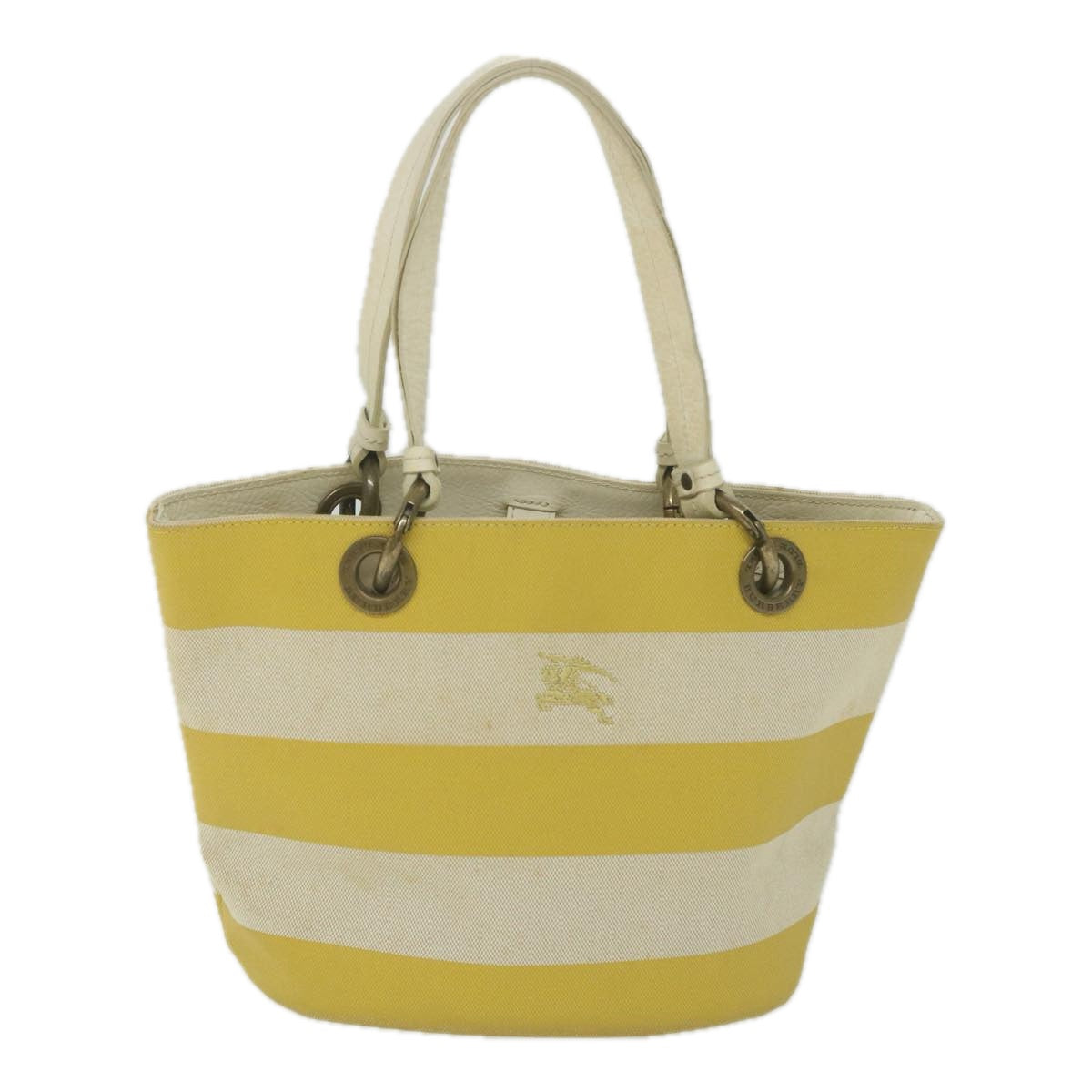 BURBERRY Blue Label Tote Bag Canvas Yellow Auth bs10173