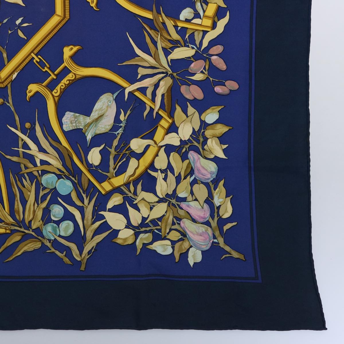 HERMES Carre 90 RAMAGE Scarf Silk Navy Auth bs10178