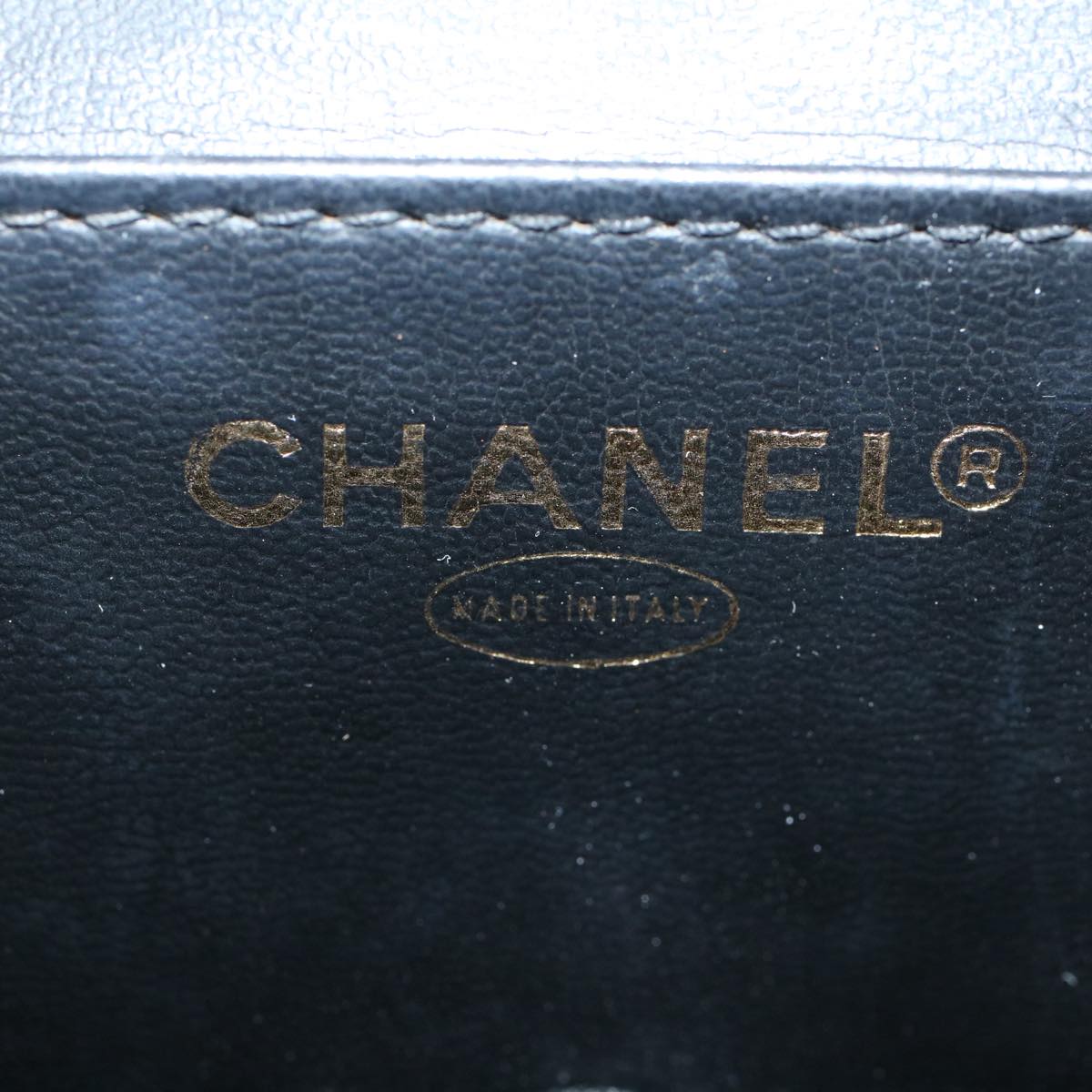 CHANEL Vanity Cosmetic Pouch Patent leather Black CC Auth bs10201
