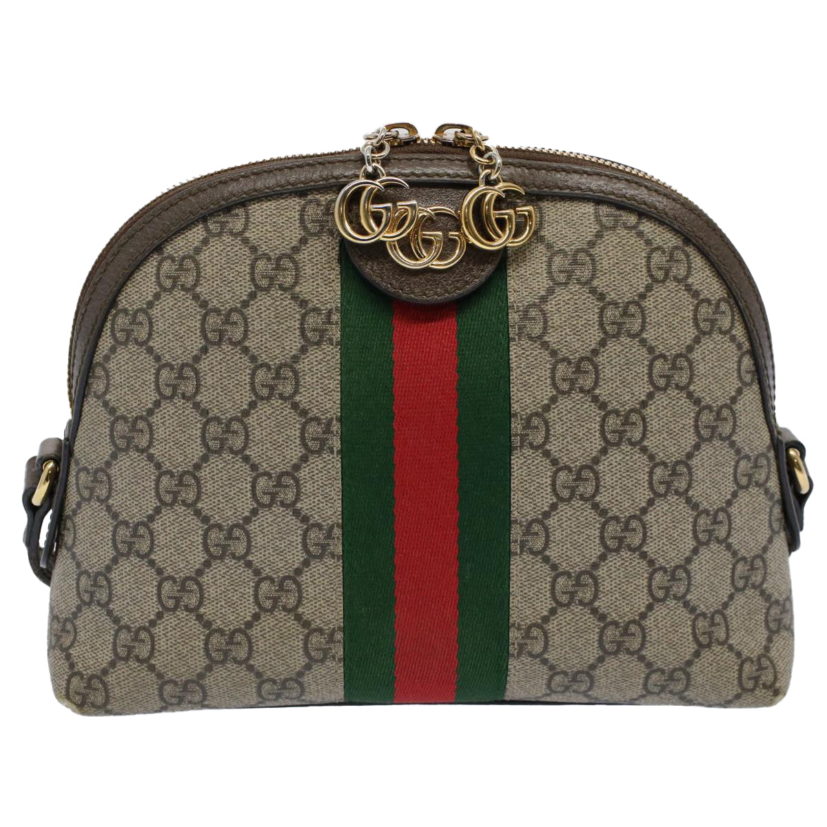 GUCCI GG Supreme Web Sherry Line Shoulder Bag Beige Red 499621 Auth bs10204 - 0