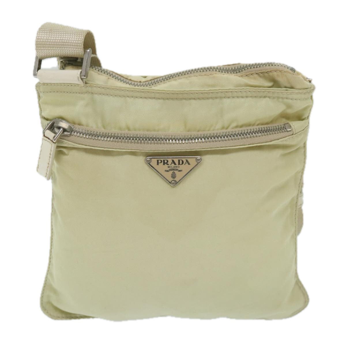 PRADA Shoulder Bag Nylon Beige Auth bs10208