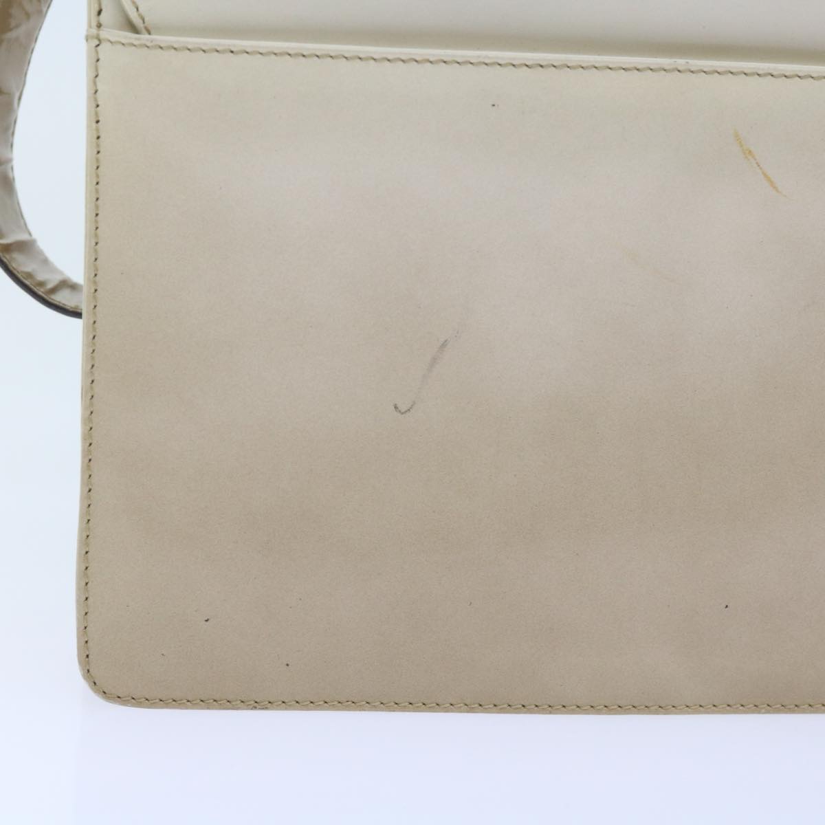 PRADA Shoulder Bag Leather Beige Auth bs10222