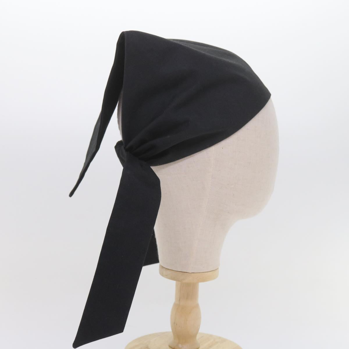 CHANEL Triangle Width Hat Cotton Black CC Auth bs10238