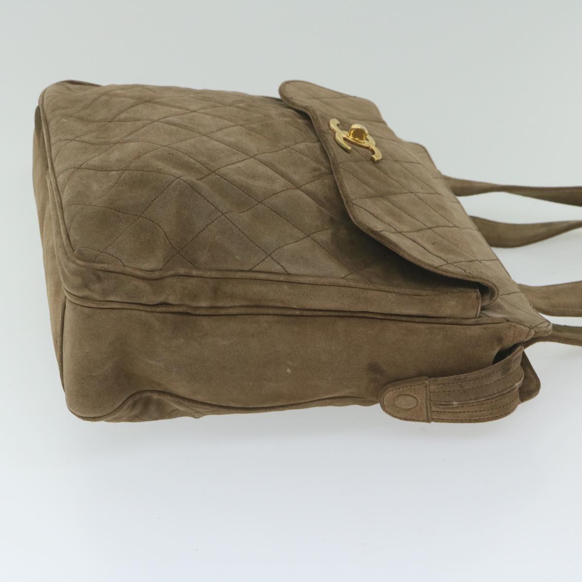 CHANEL Shoulder Bag Suede Brown CC Auth bs10241