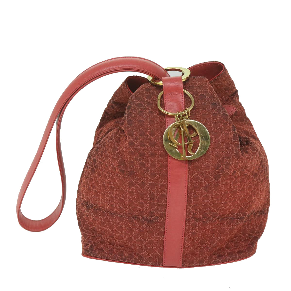 Christian Dior Canage Shoulder Bag Nylon Red Auth bs10264