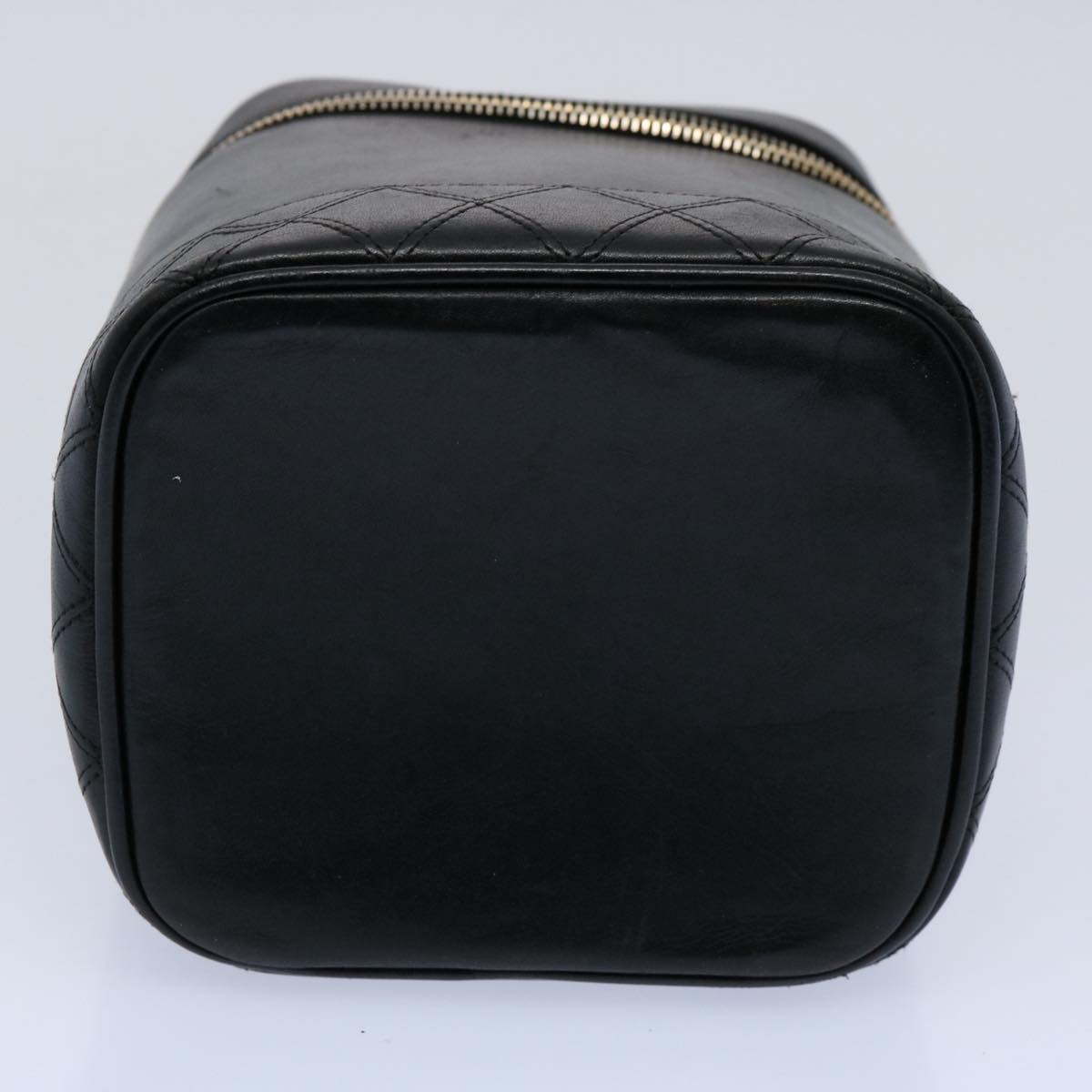 CHANEL Bicolole Vanity Cosmetic Pouch Leather Black CC Auth bs10292