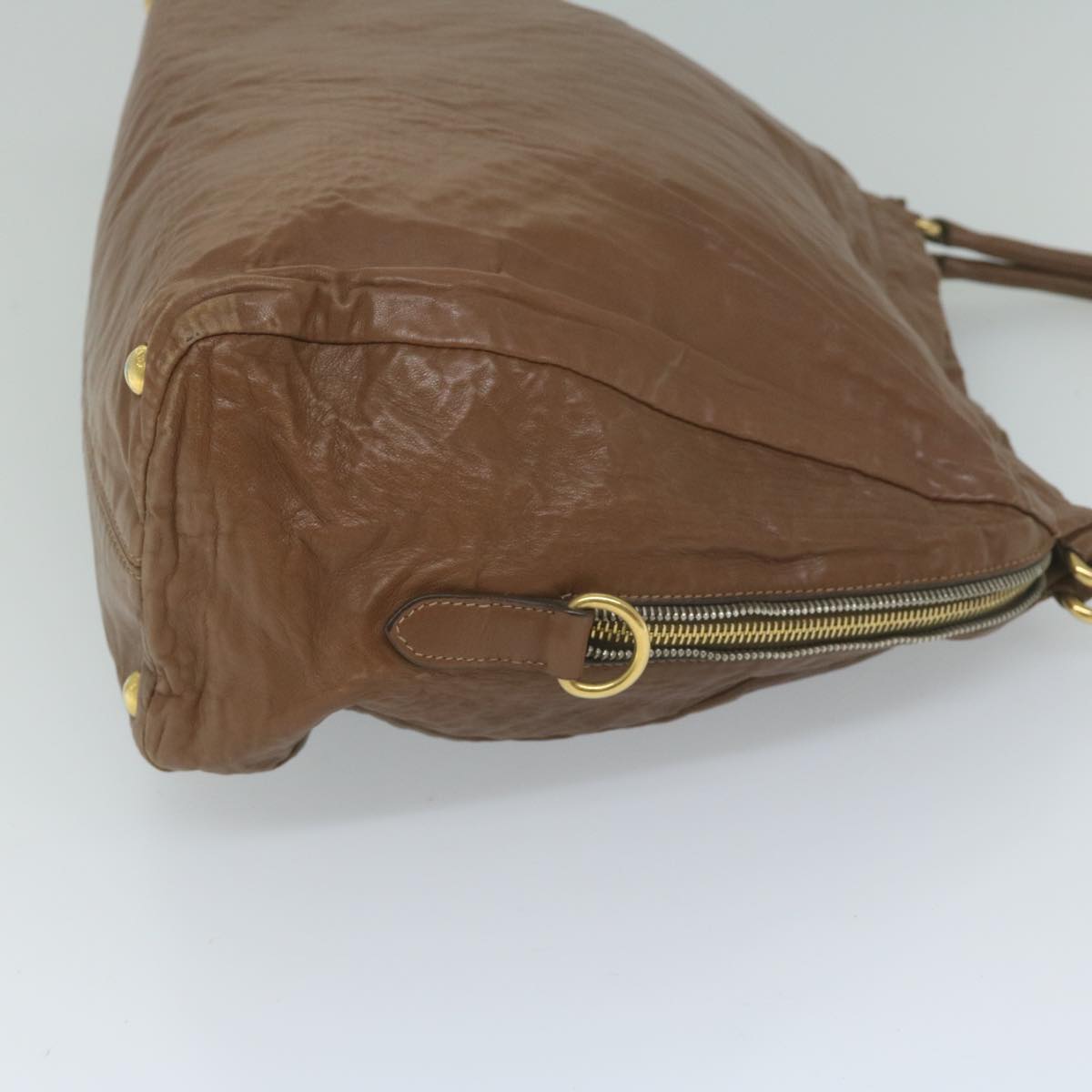 PRADA Shoulder Bag Leather Brown Auth bs10305